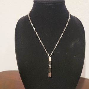 Vita Fede Silver and Black Bar Pendant Necklace New